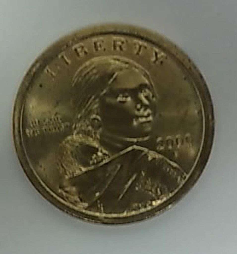 In the picture I can see the gold coin and there is a photo of a woman on the gold coin.