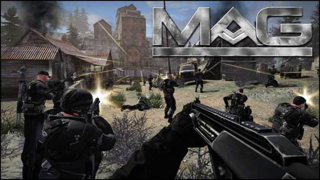 This image looks like it is animated. In this image, there are many persons holding guns and...