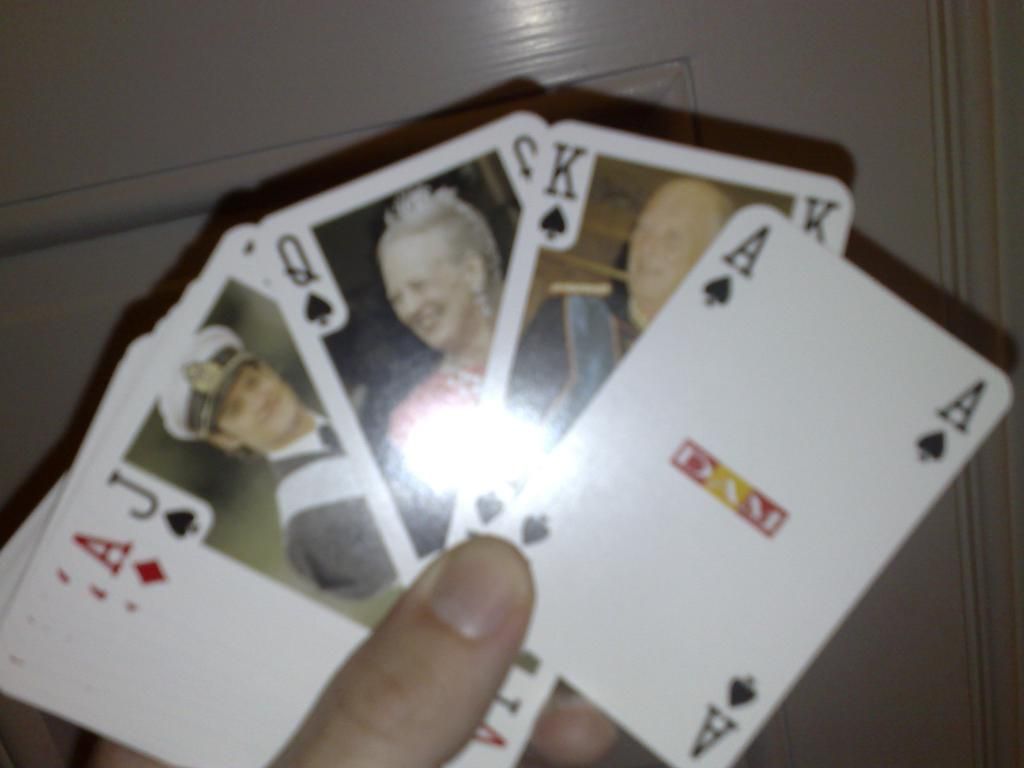 In this picture I can see the hand of a person holding cards.