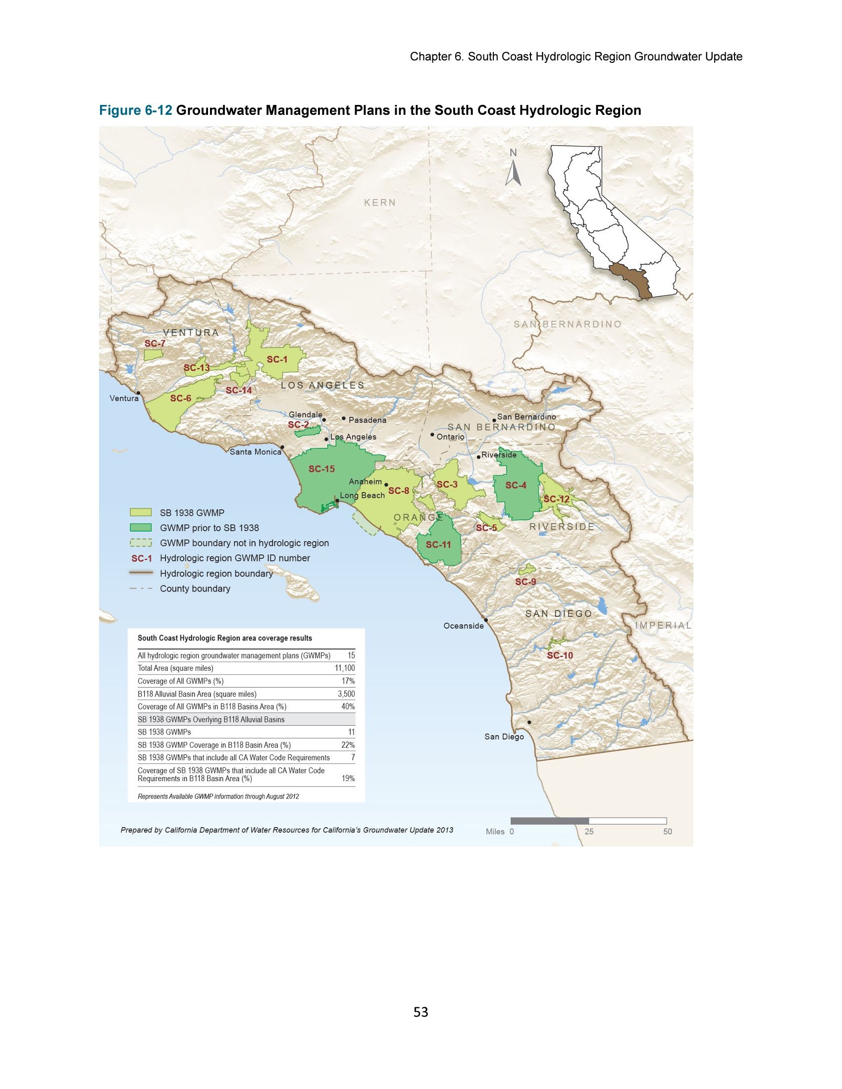 The image shows a poster with a map of the South Coast Hydrologic Region and text detailing...