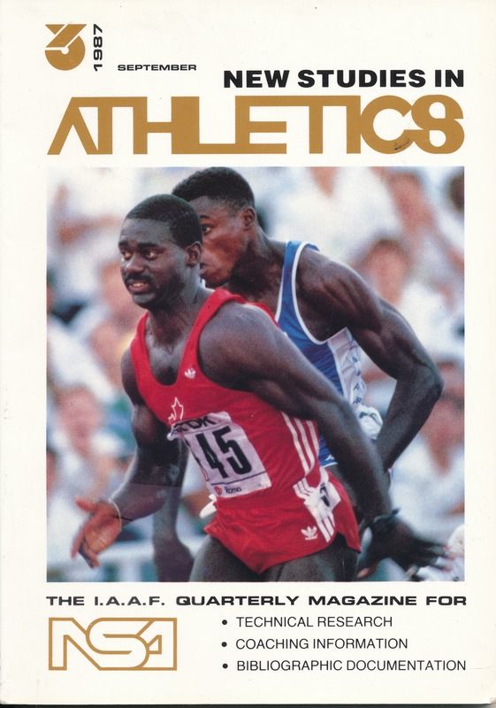 The image shows a book titled "New Studies in Athletics September 1987" with a picture of two...