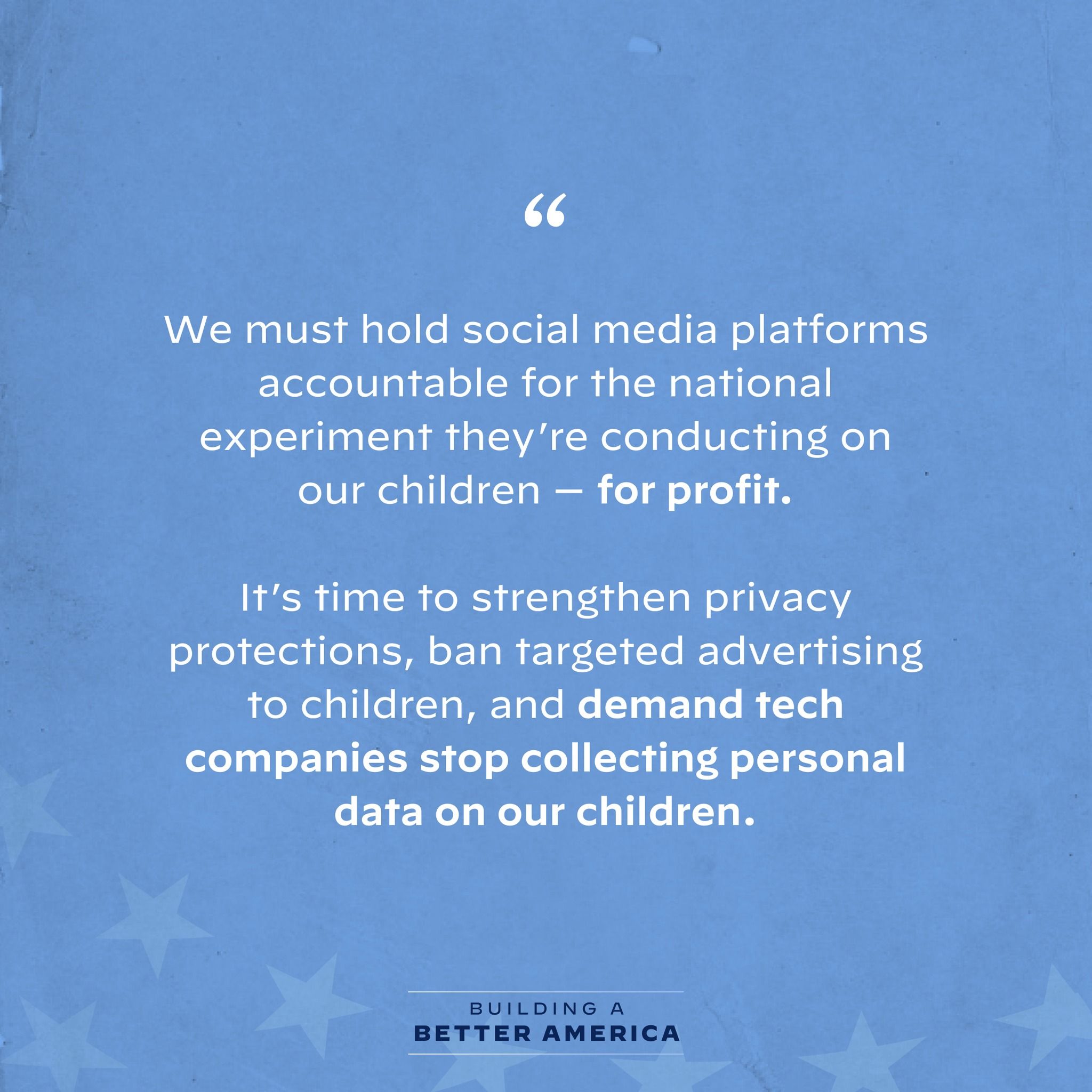 The image shows a poster with a quote from Building a Better America that reads, "We must hold...