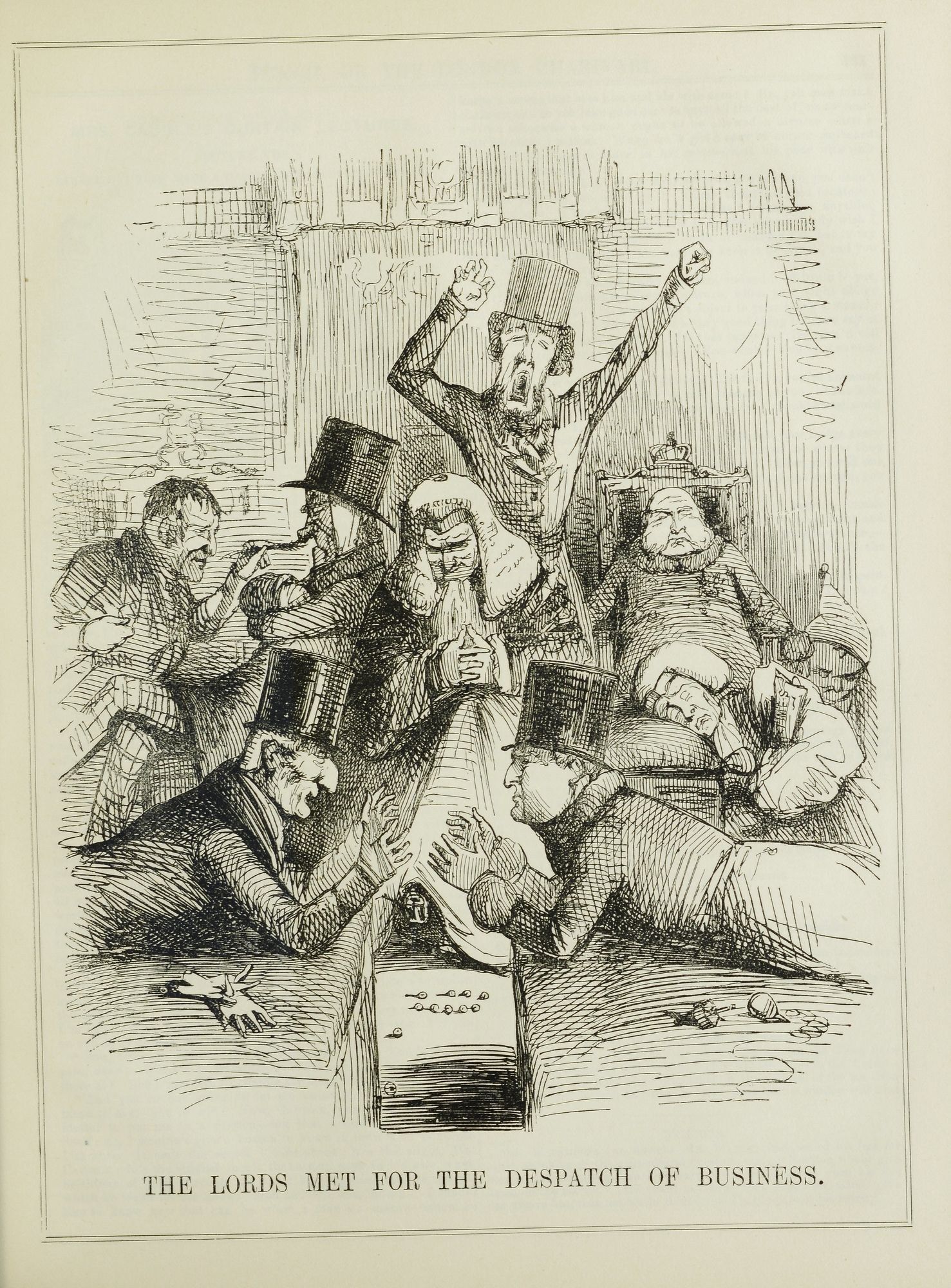 The image shows a paper with a drawing of a group of people and text that reads "The Lords Met for...