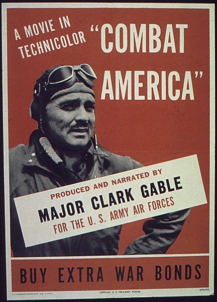 The image shows a movie poster for the film Combat America, featuring a person in the center with...