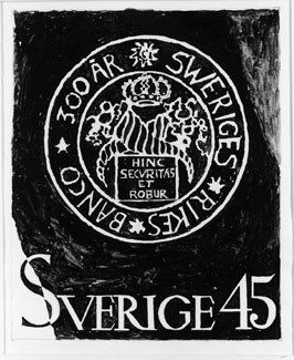 The image shows a black and white poster with a logo and text on it. The logo is of the Swedish...