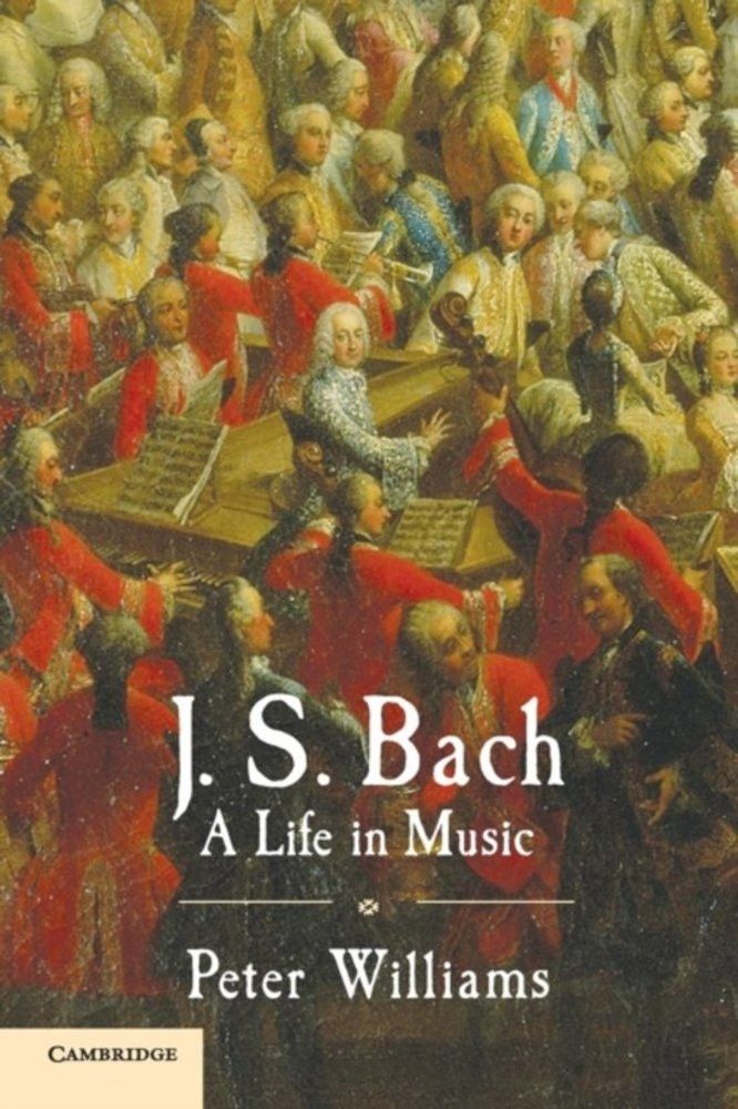The image shows a poster of J.S. Bach's "A Life in Music" featuring a group of people playing...