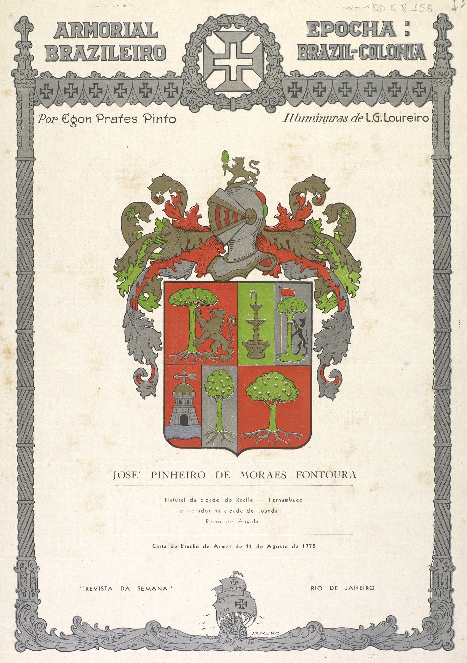 The image shows a poster with a coat of arms on it, featuring a logo and text. The logo is a shield...