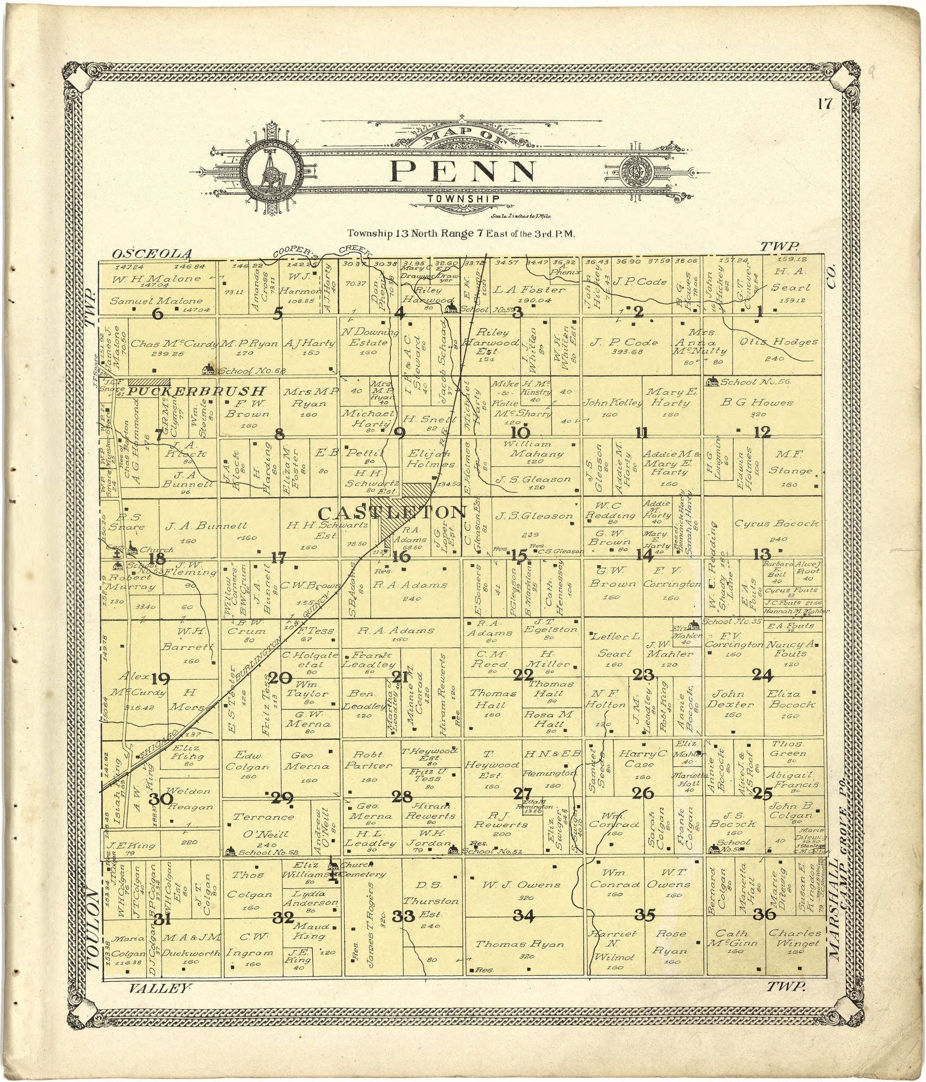 The image shows an old map of the city of Penn Township, Pennsylvania. It is a detailed map with...