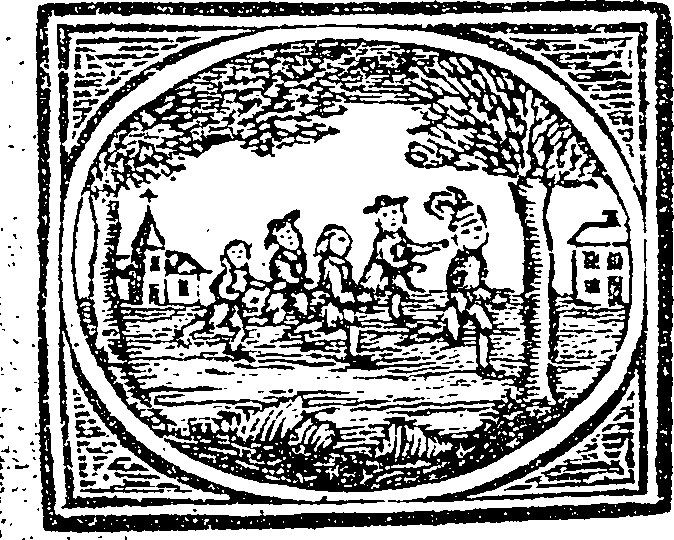 The image shows a black and white drawing of a group of children playing in a park, surrounded by...
