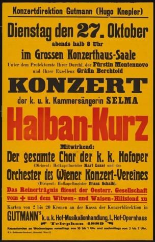 The image shows a yellow poster advertising a concert in Berlin, Germany. The poster features text...
