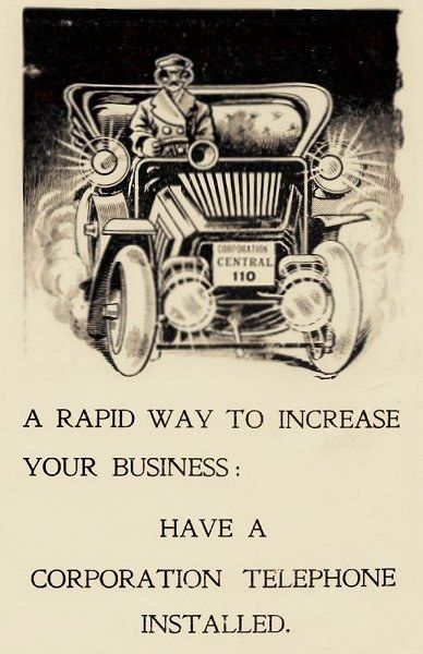 The image shows an old advertisement for a car with a man in it, and the text reads "A rapid way to...