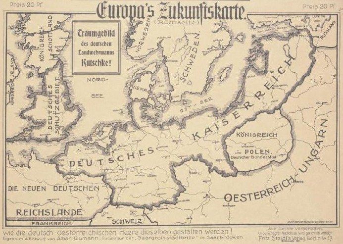 The image shows an old map of Europe from the early 20th century, depicting the extent of the...