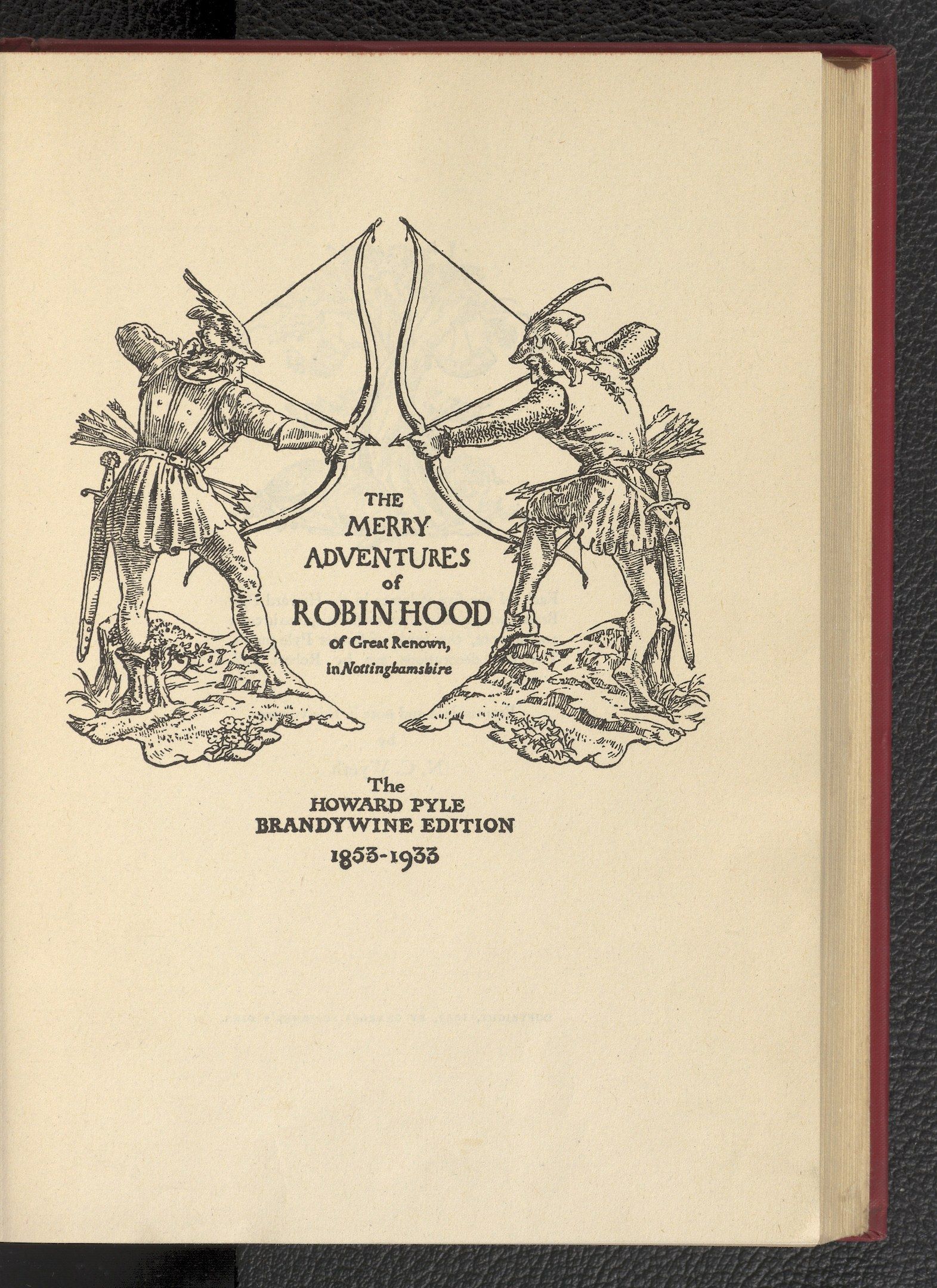 The image shows an open book with a drawing of two people holding bows and arrows, with the words...