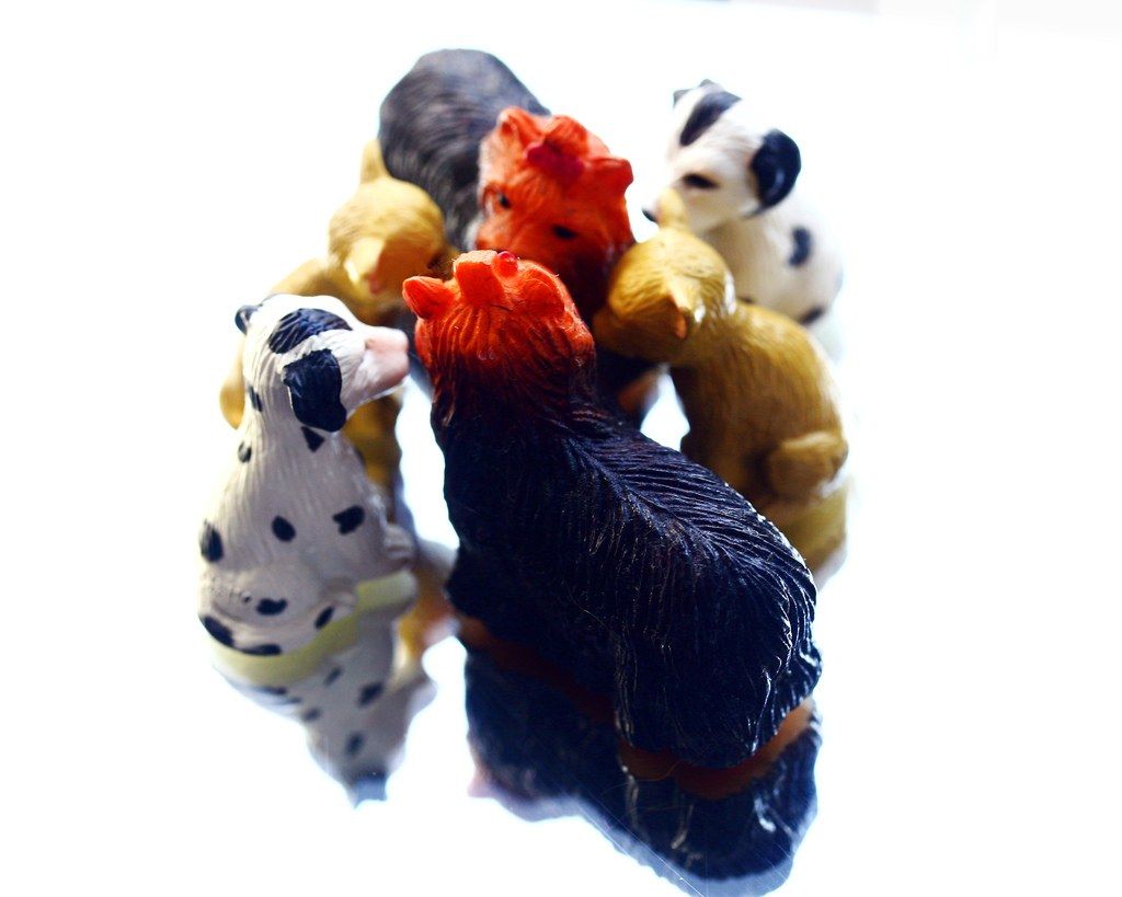 In the image we can see there are many toys of different colors and sizes.