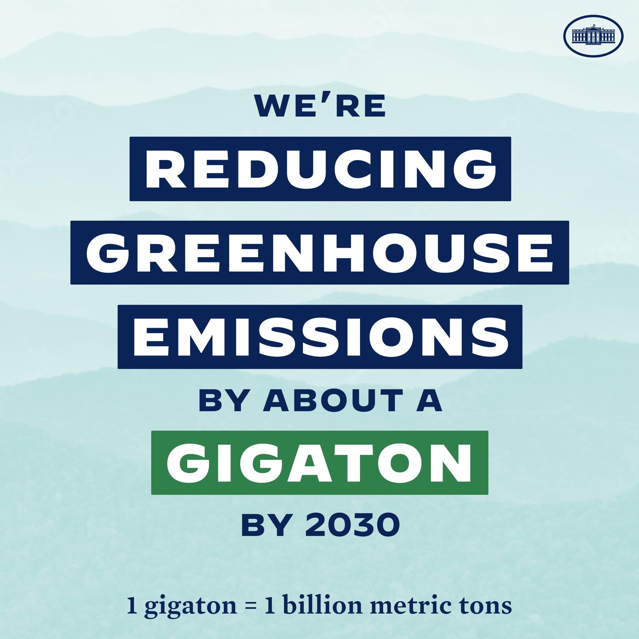 The image shows a poster with text and a logo that reads "We're Reducing Greenhouse Emissions by...