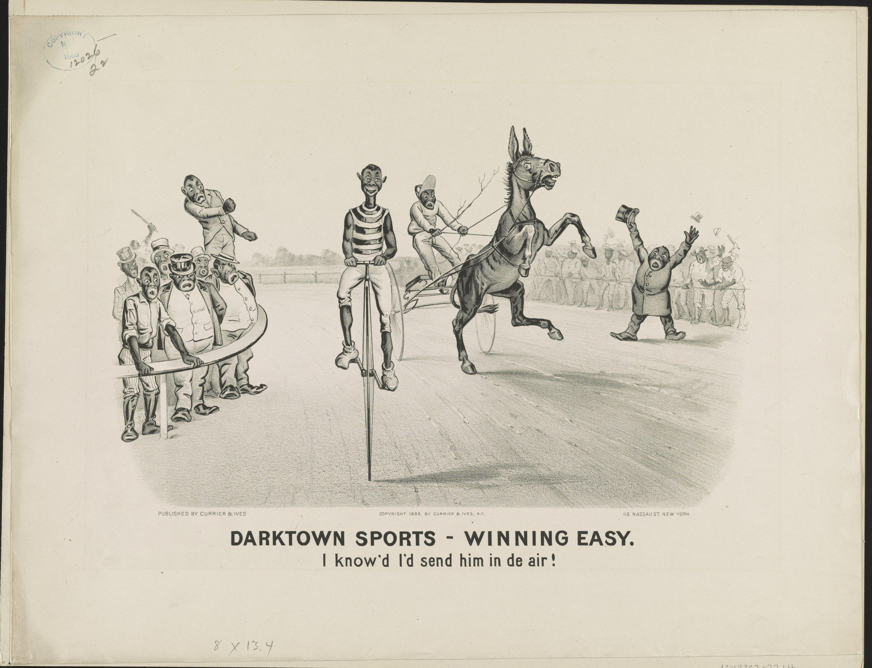 The image shows a paper with a drawing of a horse and a man riding it, surrounded by a crowd of...