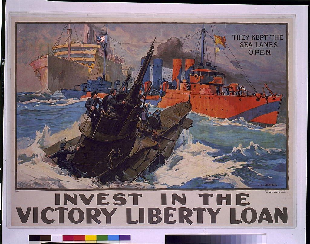 The image shows a poster with a few boats on the water and a few people on board. The text on the...