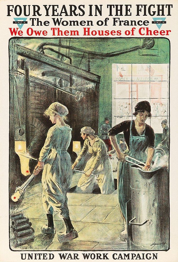 The image shows a poster depicting four women in the fight against the Women of France, with the...