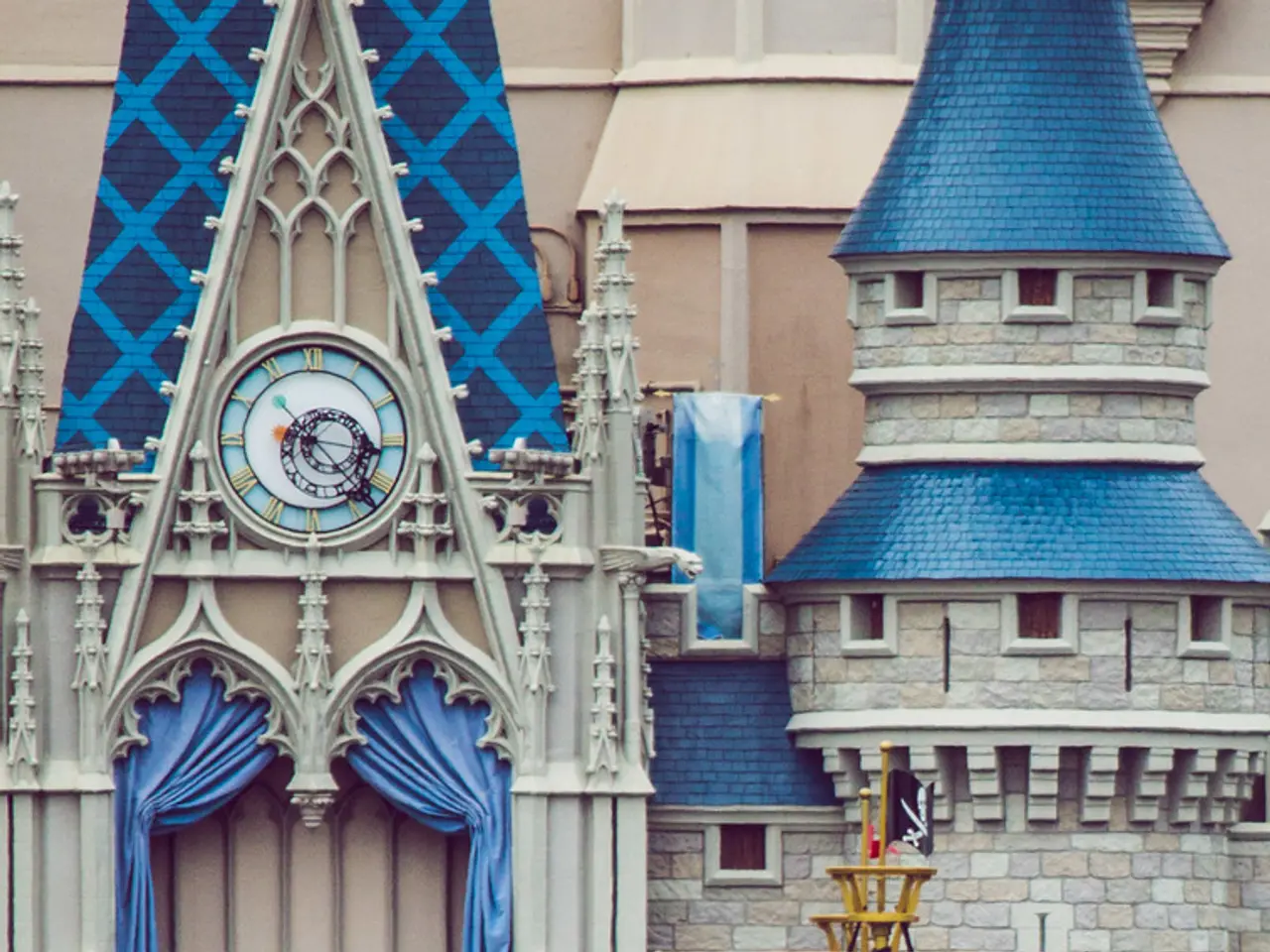 On the right side there is a boat like structure. On that some people are dancing. Also there is a...