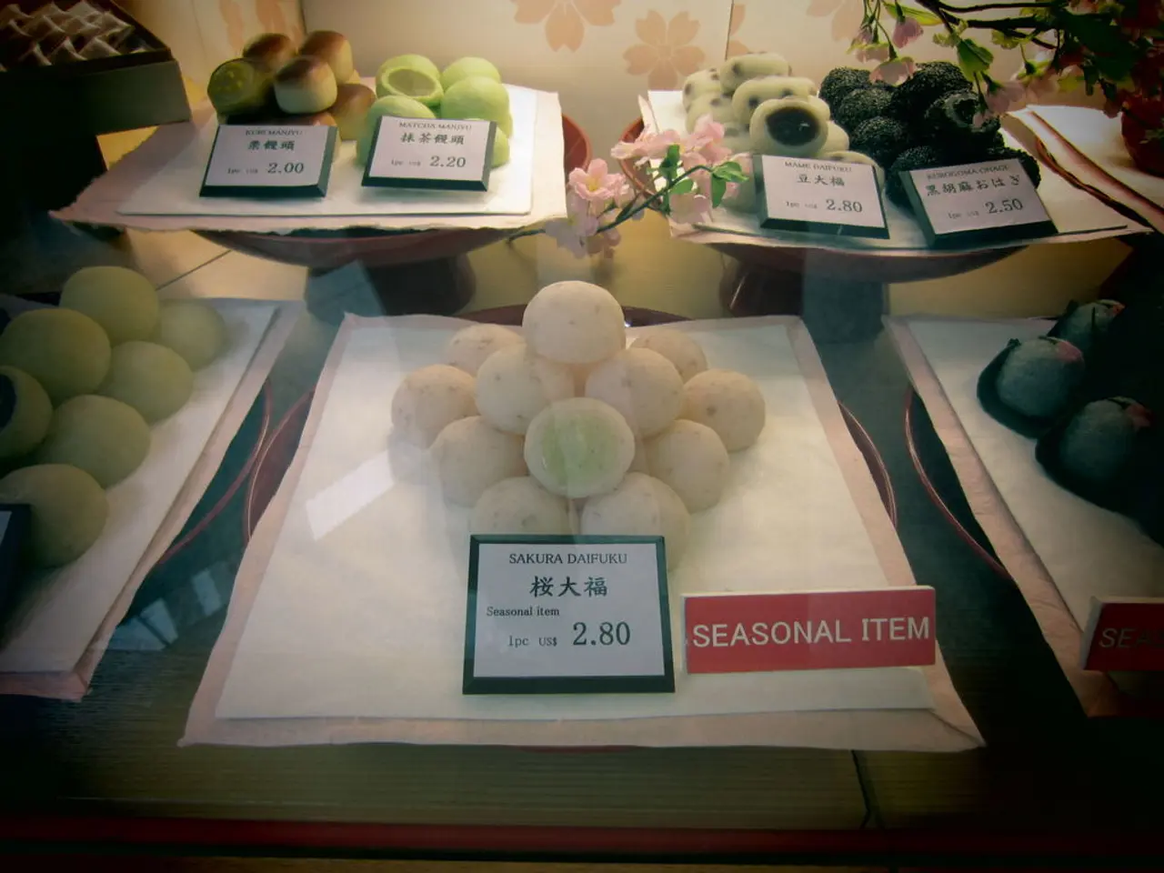 In this picture we can see different kinds of food items on the paper. On the paper there are price...