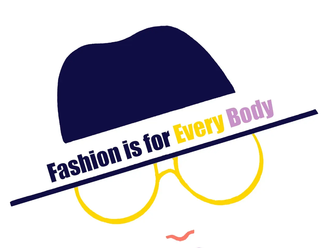 The image shows a logo of a person's face with the text "Fashion is for Every Body" written on it,...