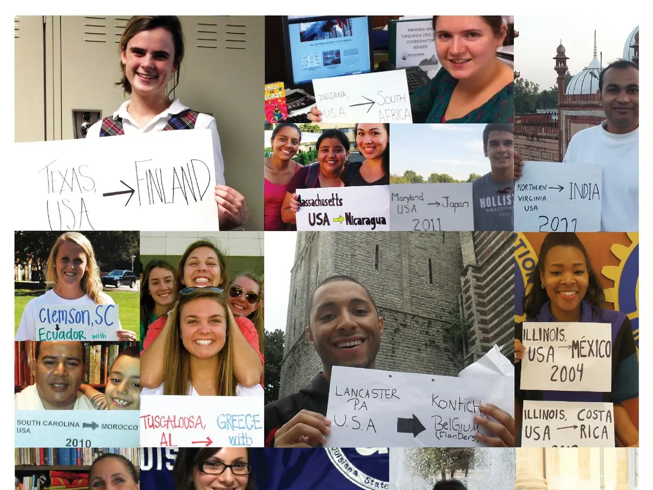 The image shows a poster for International Educational Week 2015, featuring a group of people...