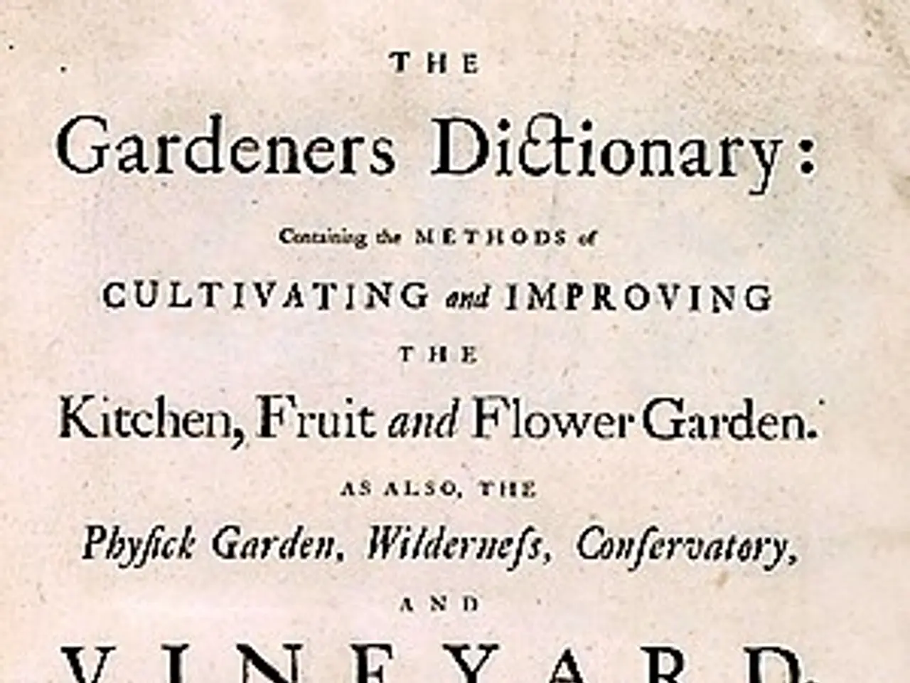 The image shows a paper with the text "The Gardener's Dictionary: Cultivating and Improving the...