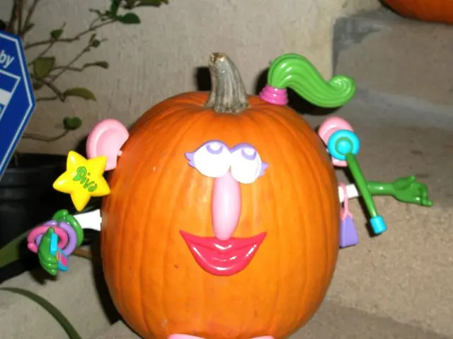 Monumental pumpkin sculptures towering at a height of four meters, showcased during the Saxon...