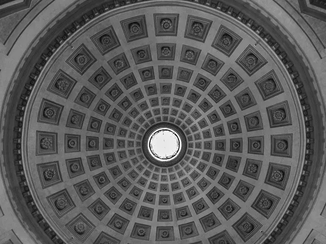 In this image, we can see the roof with some design.