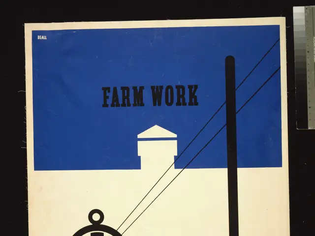 The image shows a poster with the words "Farm Work Rural Electricity Administration" written in...