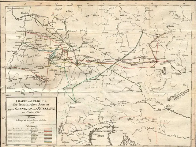 The image shows an old map of Germany with a black border and text written on it. The map is...