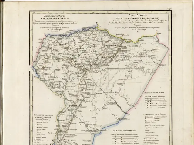 The image shows an old book with a map of South Africa on it. The map is detailed and shows the...