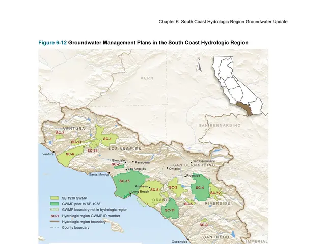 The image shows a poster with a map of the South Coast Hydrologic Region and text detailing...
