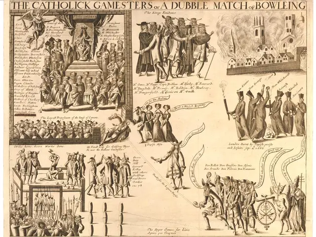 The image shows a paper with pictures and text depicting the Catholic Gamers of a Double Match of...