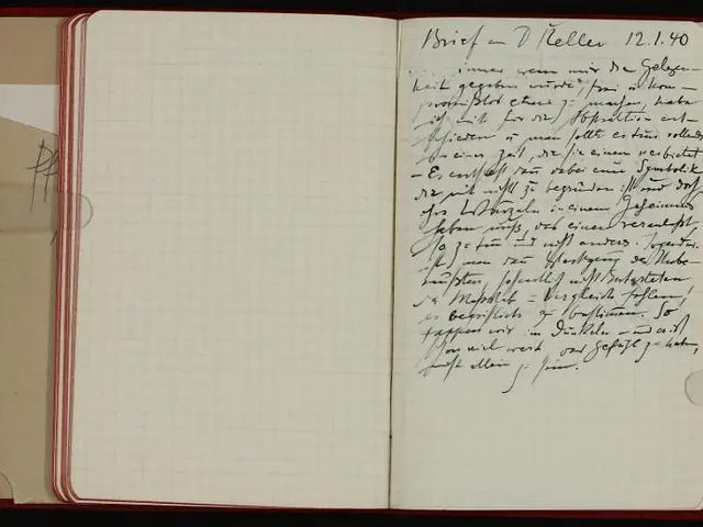 The image shows an open book with handwriting on it, which is a diary of a German soldier who was...