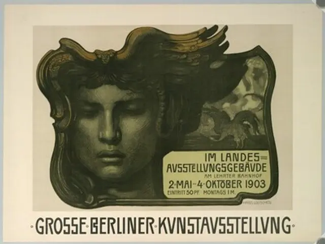 The image shows a poster with a woman's face in the center, surrounded by text. The woman has a...