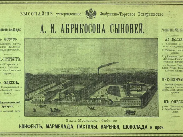 The image shows an old book with a picture of a factory on it. The paper has text written on it, as...