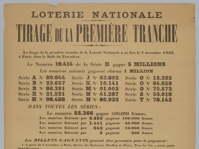The image shows a paper with the text "Loterie Nationale Tirage de la Première Tranche" written on...