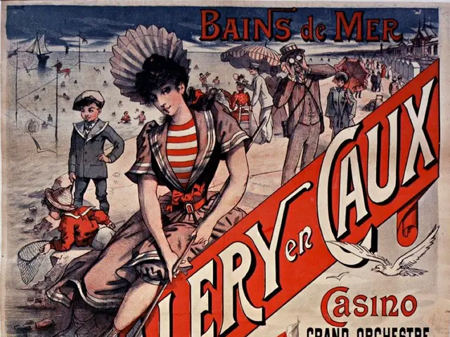 The image shows a poster advertising a casino in Paris, France. It features a woman with a human...