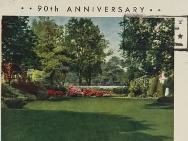 The image shows a paper with a picture of trees, plants, and grass, along with the text "W.E....