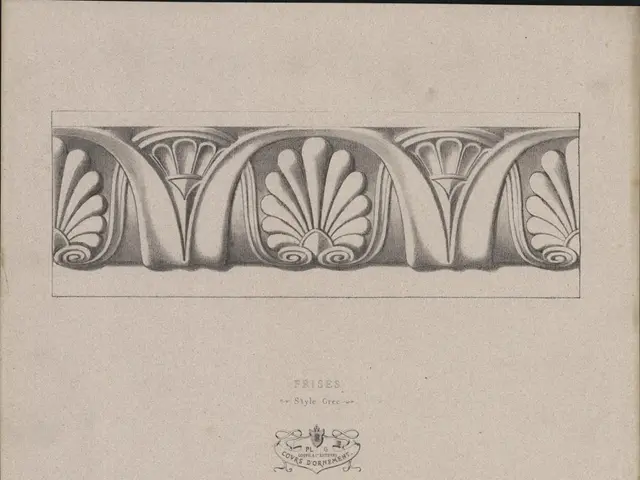 The image shows a book with a drawing of a decorative design on it, which is part of a collection...
