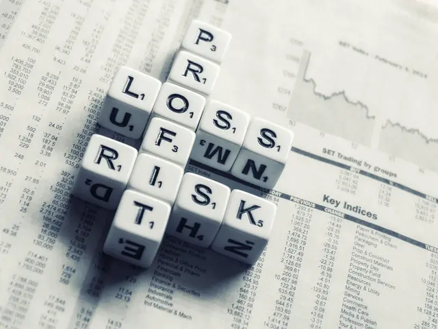 The image shows a crossword puzzle with the words "loss, risk, and risk" spelled out on top of a...