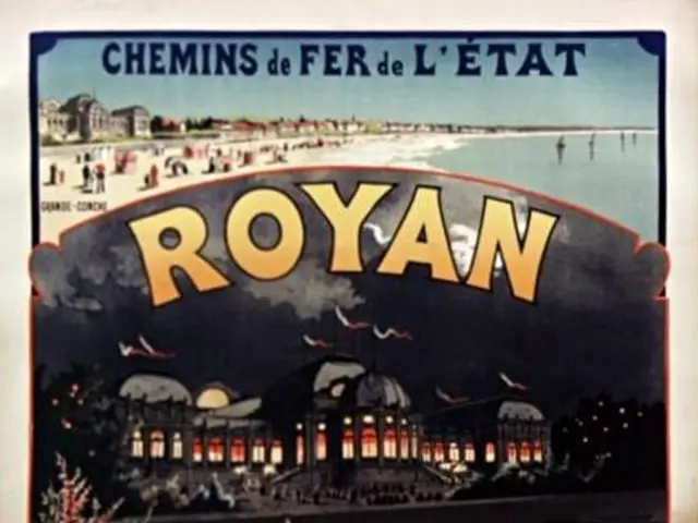 The image shows a poster advertising the Royal Casino in Paris, France. It features a picture of a...
