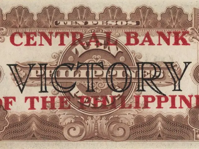 The image shows an old banknote from the Central Bank of the Philippines with the words "Victory of...