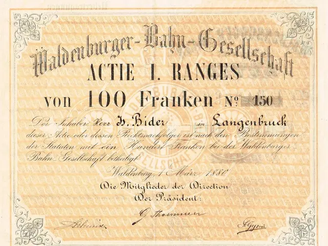 The image shows an old German banknote with a picture of a man on it. The paper has text written on...