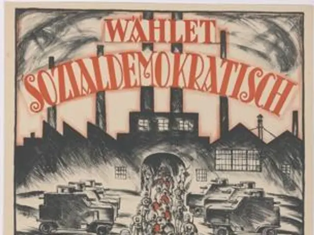 The image shows a German propaganda poster for the Nazi Party of the Soviet Union, depicting a...