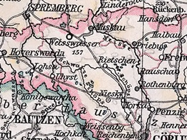 The image shows an old map of the city of Görlitz, Germany, with text and numbers indicating the...