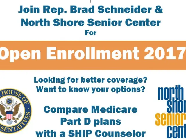 The image shows a poster with the text "Join Rep. Brad Schneider & North Shore Senior Center for...