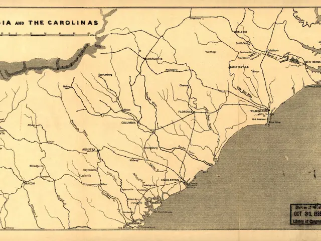 The image shows a paper with a map of the state of Georgia and the Carolinas. The map is detailed...
