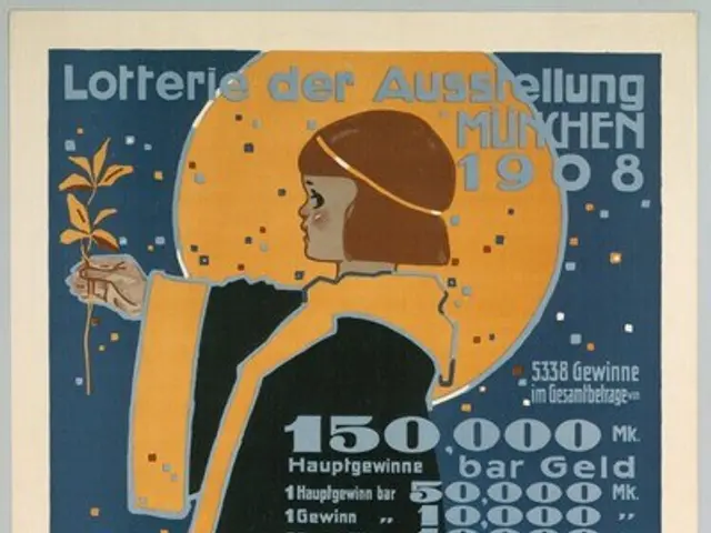 The image shows a poster on the wall of a building depicting a woman holding a flower in her hand....